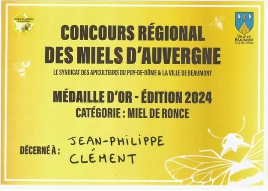 Médaille d'or 2024, miel de ronce